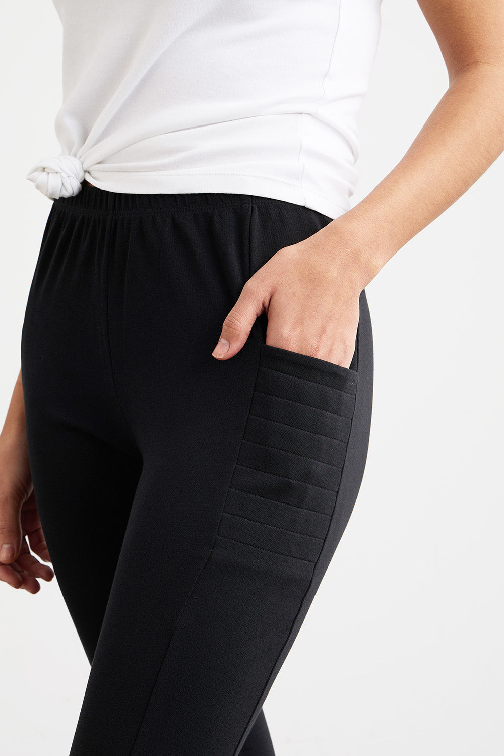 Cotton Crop Leggings With Pockets