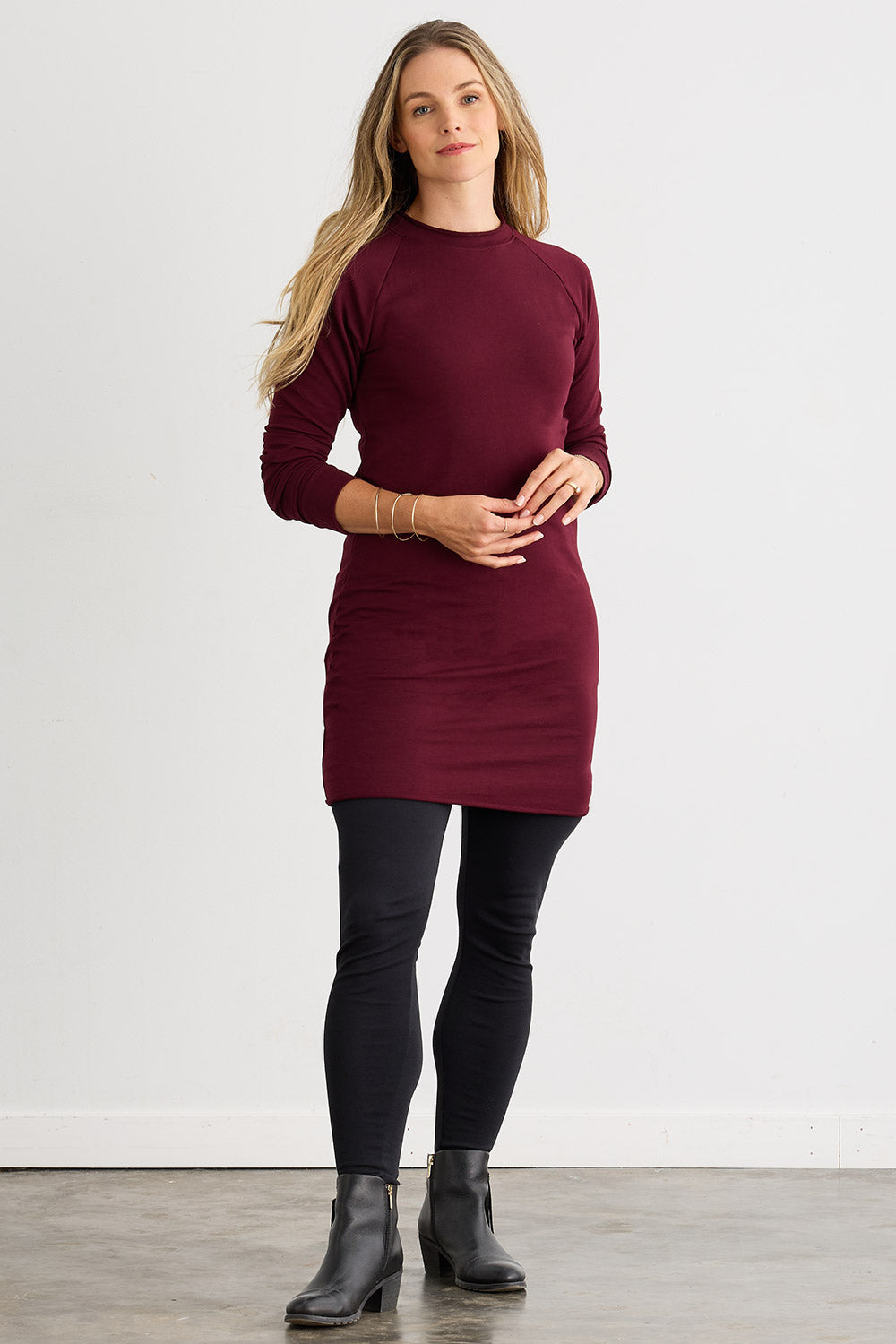 Women's Sweatshirt Dress | Organic Cotton | Fair Indigo, Size XL / Burgundy Women's Sweatshirt Dress | Organic Cotton | Fair Indigo, Size XL / Burgundy
