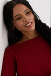 Women's Organic Cotton Cable Knit Boat Neck Sweater - Raspberry