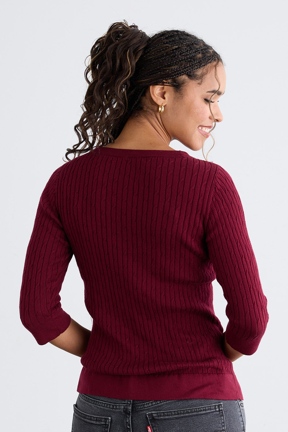 Women's Cable Knit Boat Neck Sweater | Organic Cotton | Fair