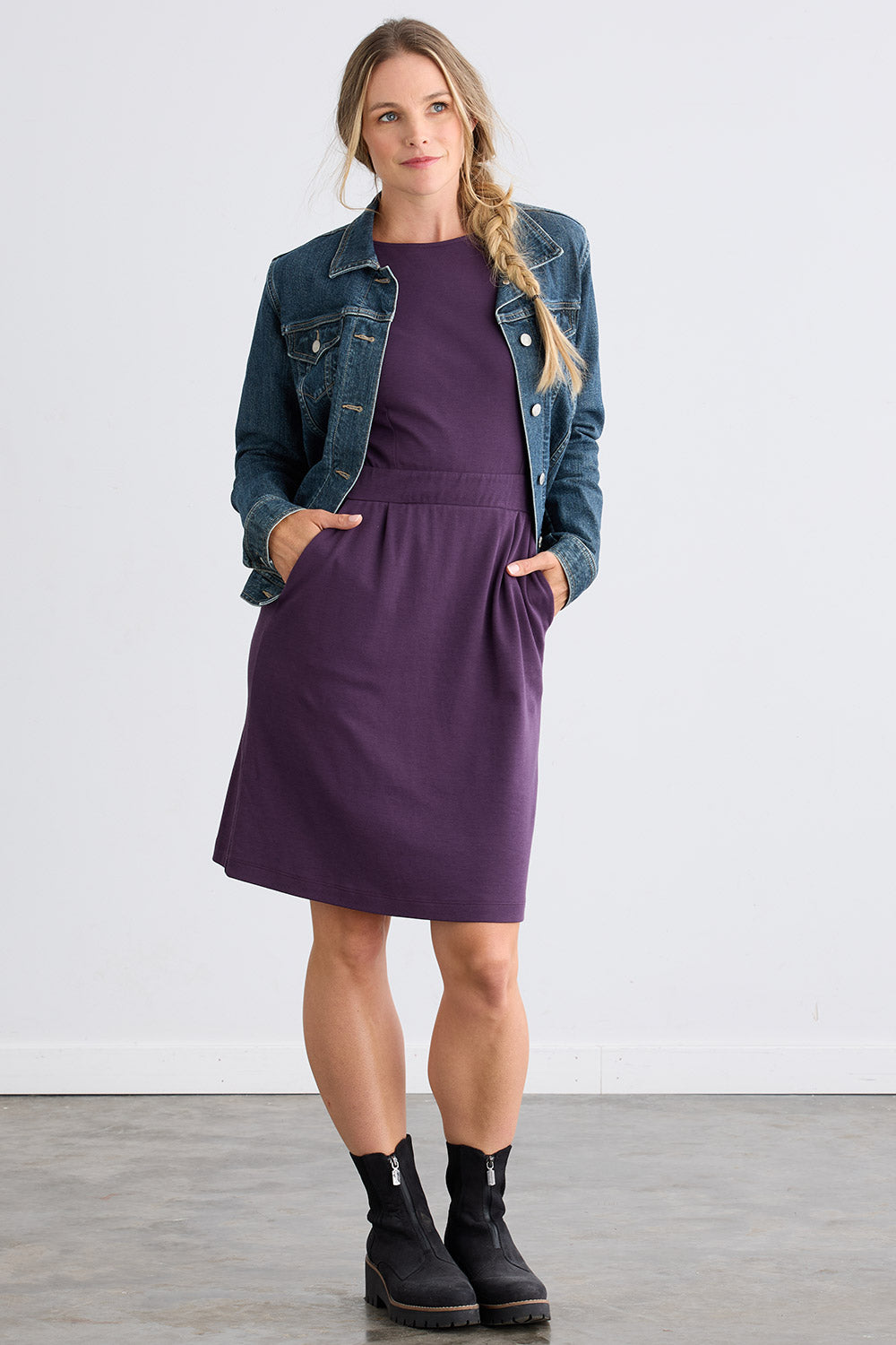 Cap Sleeve Dress with Pockets | Organic Cotton - Fair Indigo, Size XL / Eggplant Cap Sleeve Dress with Pockets | Organic Cotton - Fair Indigo, Size XL / Eggplant