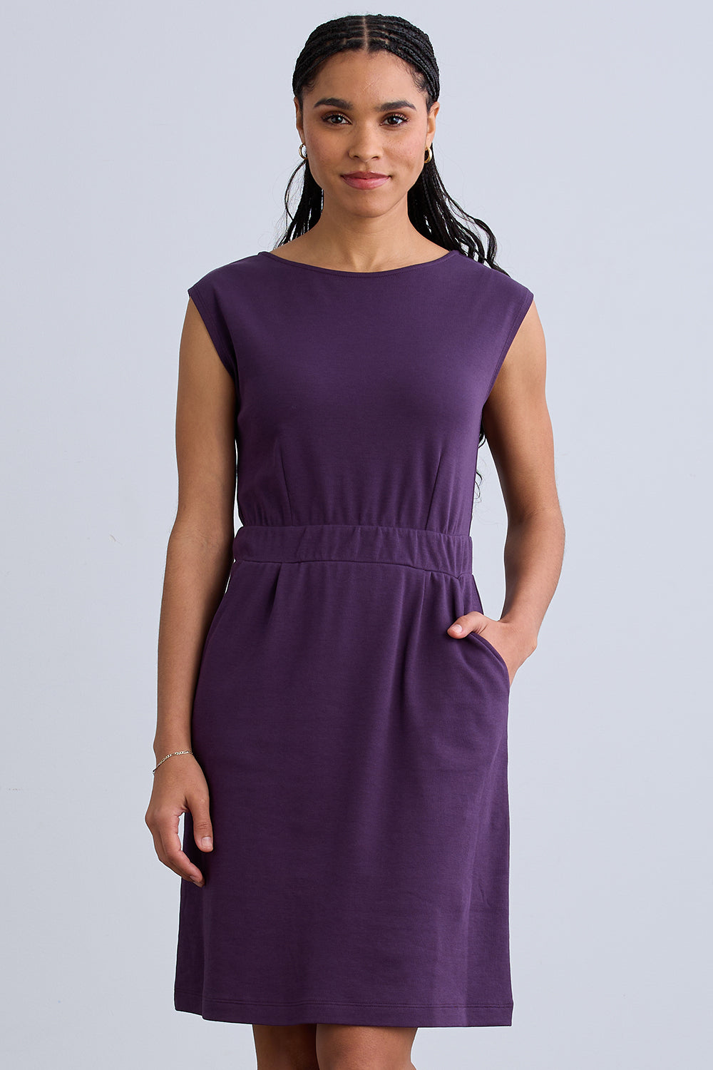 Cap Sleeve Dress with Pockets | Organic Cotton - Fair Indigo, Size XL / Eggplant Cap Sleeve Dress with Pockets | Organic Cotton - Fair Indigo, Size XL / Eggplant