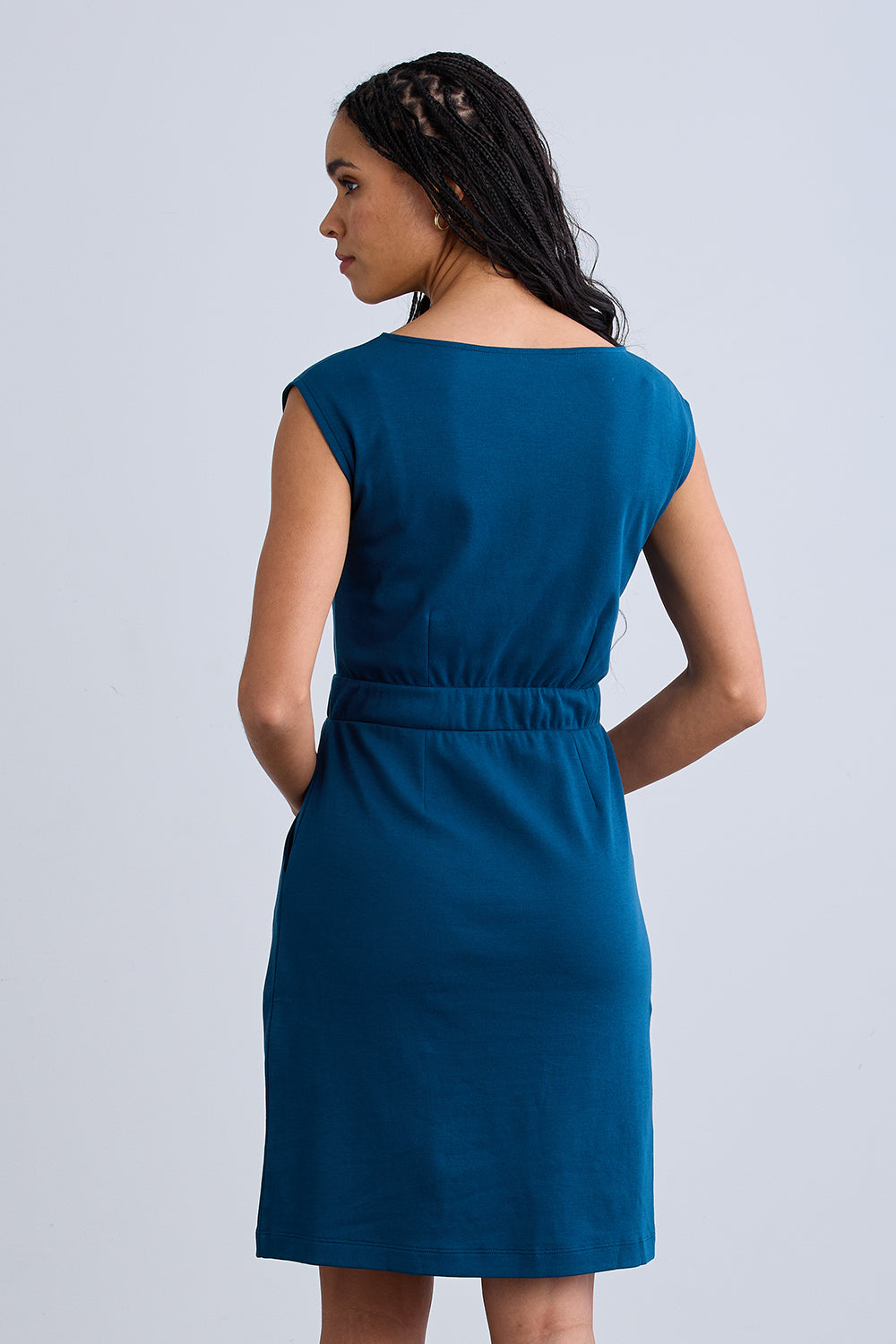 Cap Sleeve Dress with Pockets | Organic Cotton - Fair Indigo, Size L / Peacock Cap Sleeve Dress with Pockets | Organic Cotton - Fair Indigo, Size L / Peacock