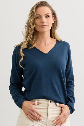 Women's Organic Cotton Relaxed V-Neck Sweater