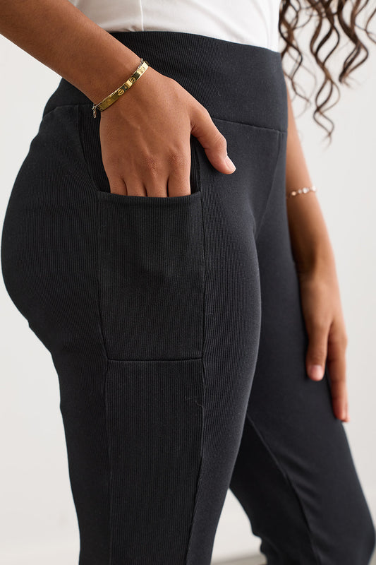 Women's Organic Blend Ribbed Leggings with Pockets