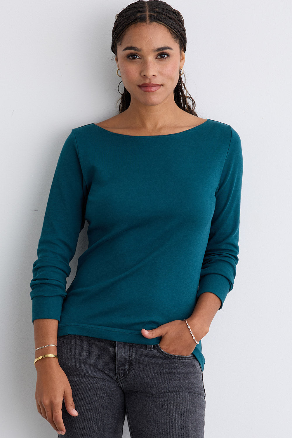 Women's Organic Cotton Boat Neck Tops & Tees | Fair Indigo
