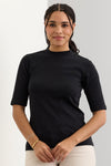 Women's Luxe 100% Organic Cotton Half Sleeve Mock Neck Tee