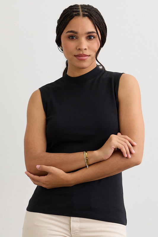 Women's Luxe 100% Organic Cotton Sleeveless Mock Neck Tee