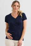 Women's Luxe 100% Organic Cotton Short Sleeve V-Neck Henley