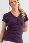Women's Luxe 100% Organic Cotton Short Sleeve V-Neck Henley