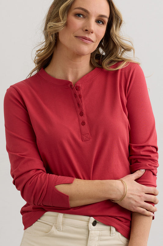 Women's 100% Organic Cotton Relaxed Long Sleeve Henley