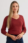 Women's Luxe 100% Organic Cotton V-Neck Long Sleeve Tee