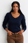 Women's Luxe 100% Organic Cotton V-Neck Long Sleeve Tee