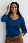 Women's Luxe 100% Organic Cotton V-Neck Long Sleeve Tee