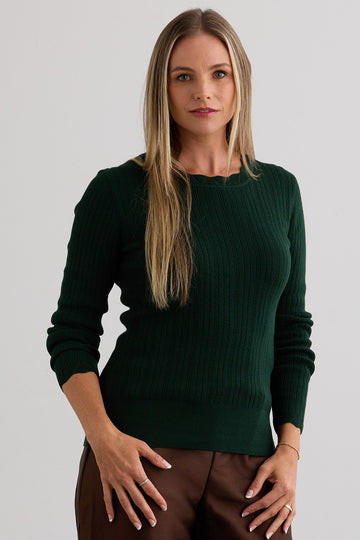 Women's Organic Cotton Cable Rib Crew Neck Sweater