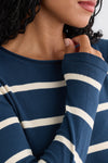 Women's Organic All-cotton Stripe Roll Neck Sweater