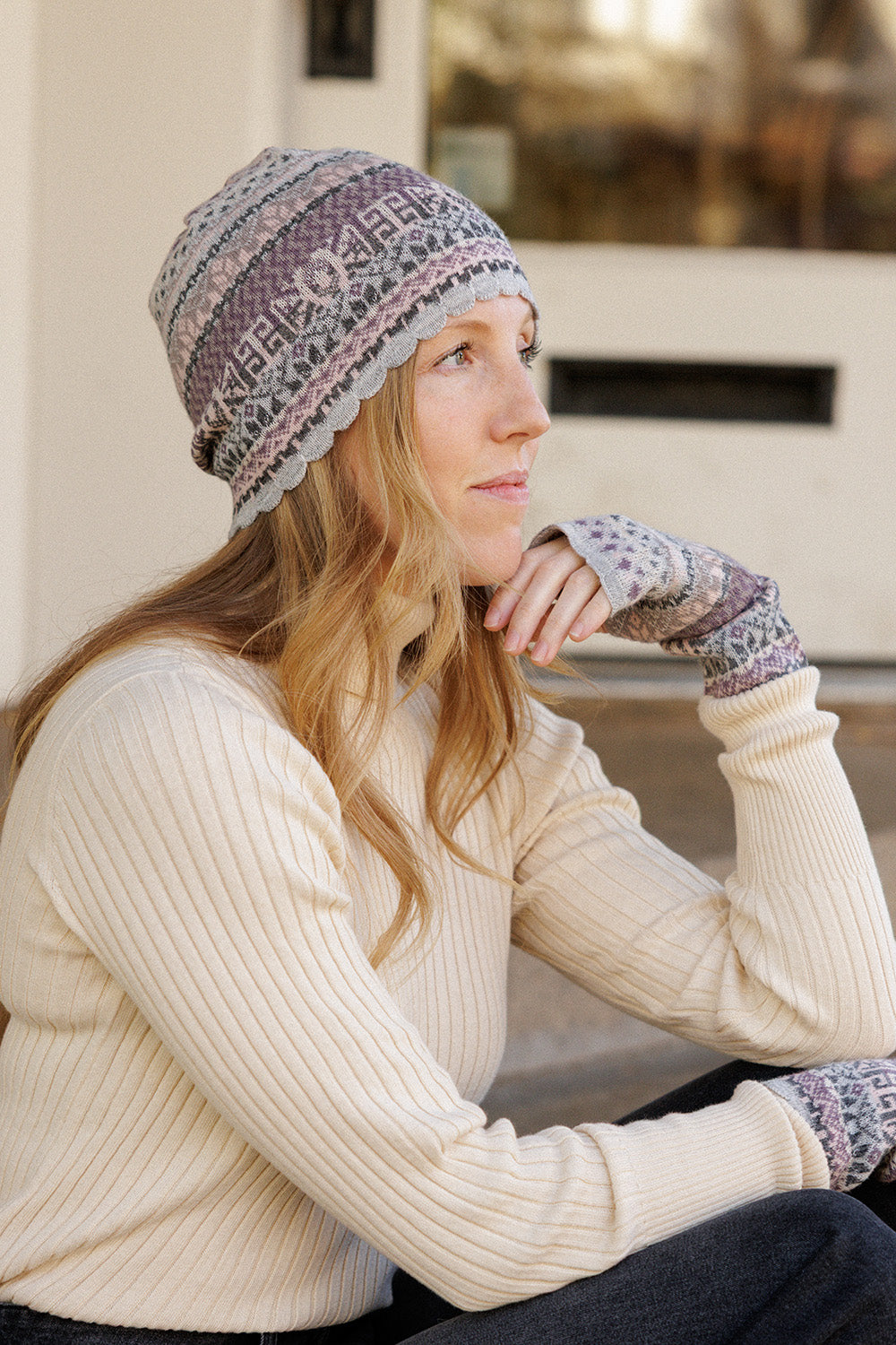 Highlands Pattern Alpaca Blend Hand Warmers - Grey