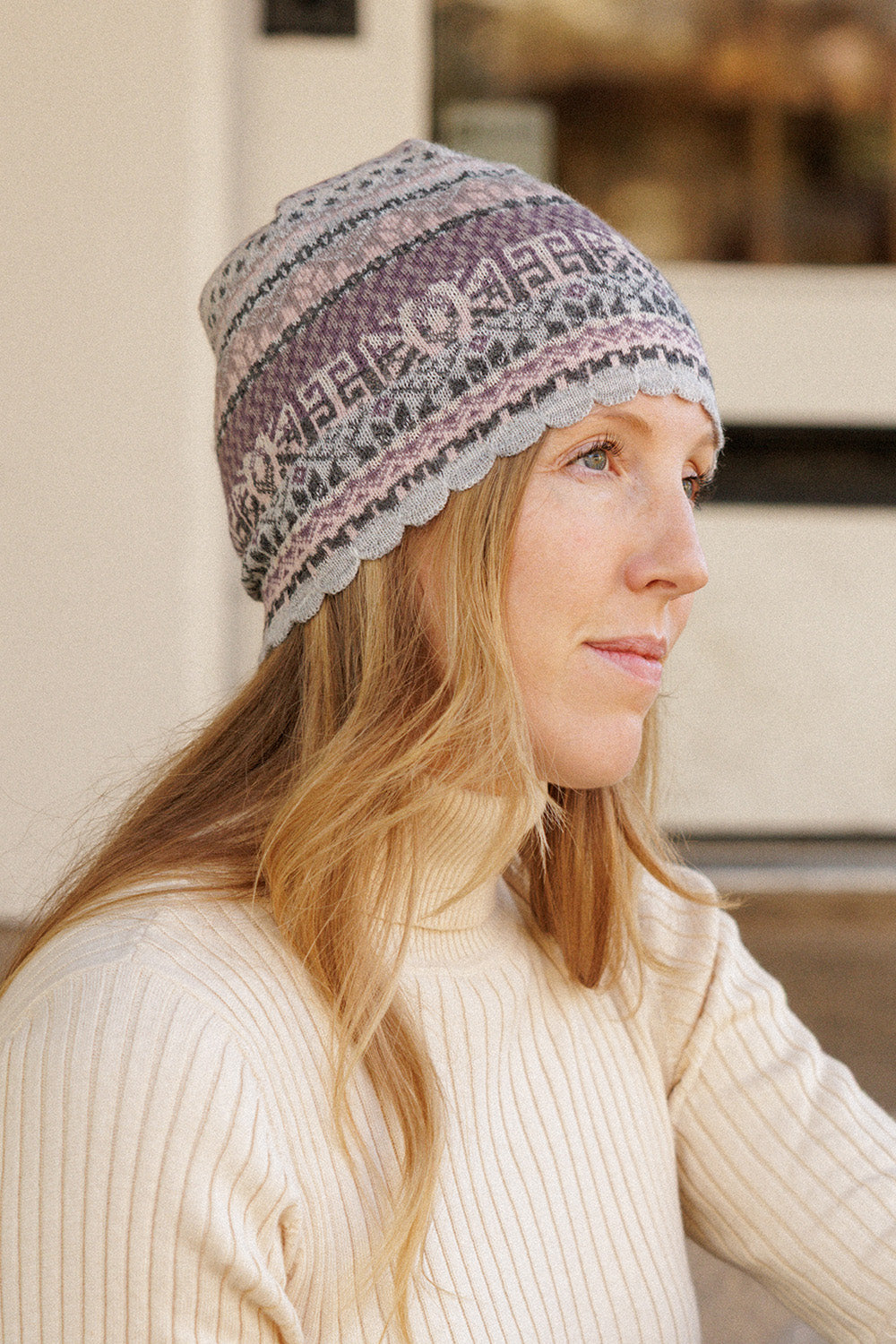 Highlands Pattern Alpaca Blend Hat - Grey