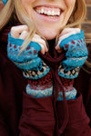 Highlands Pattern Alpaca Blend Hand Warmers - Turquoise