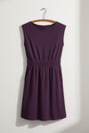 women's organic cotton pocket cap sleeve dress - eggplant purple - fair indigo ethically made fair trade clothing
