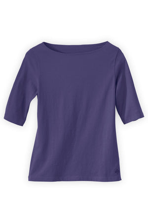 womens organic boat neck tee- violet blue purple - fair trade ethically made