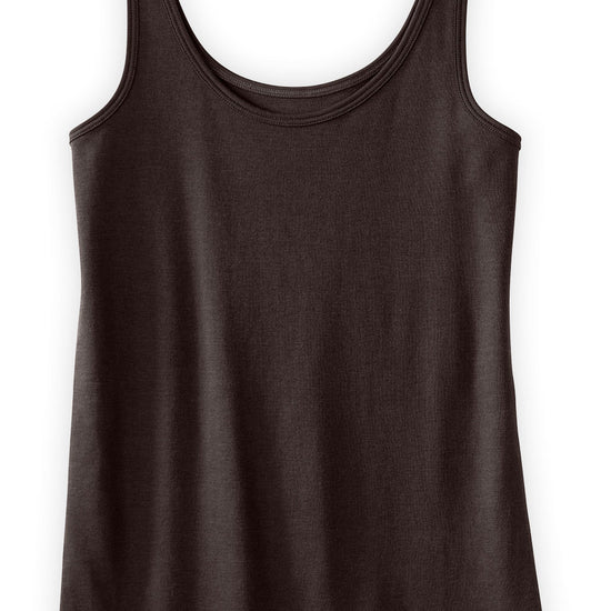 womens organic interlock tank- dark chocolate brown - fair trade ethically made