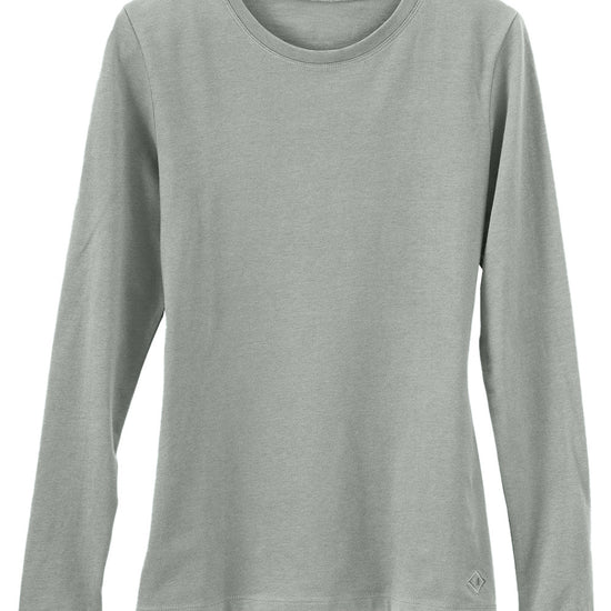 womens organic all cotton relaxed long sleeve crew neck t-shirt- sage green - fair trade ethically made
