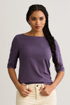 Women's Organic Cotton Elbow Sleeve Boat Neck Top