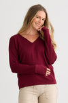 organic cotton sweater - relaxed v-neck sweater - fair indigo