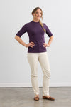 womens organic cotton half sleeve mock neck tee