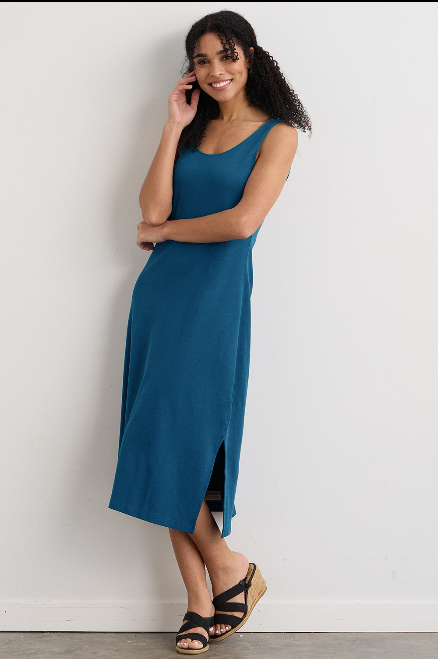 ワンピース Y-3 W TANK DRESS DARK BLUE W TANK DRESS DARK BLUE YY3W251PRD Women's 100% Cotton Midi Tank Dress | Fair Indigo