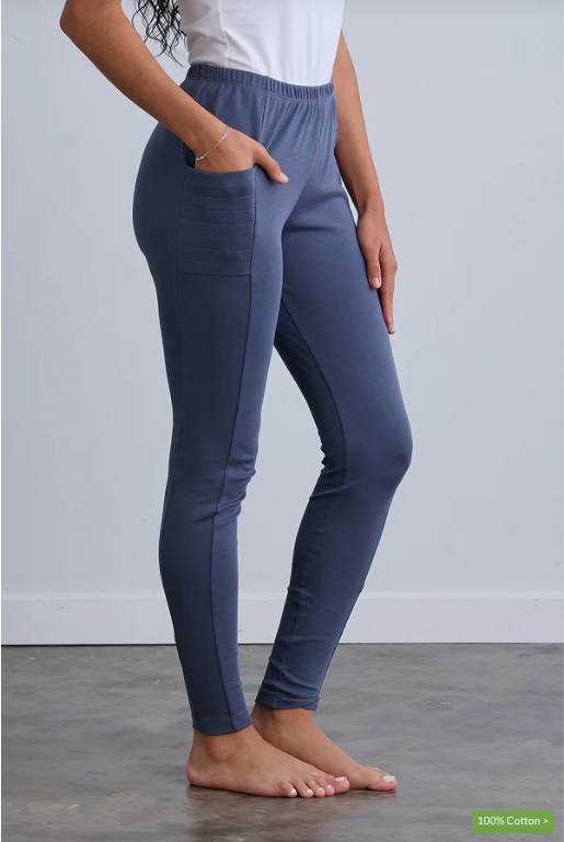 Women's Organic 100% Cotton Pocket Leggings | Fair Indigo