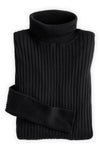 Women's Organic Cotton Ribbed Turtleneck Sweater - Black