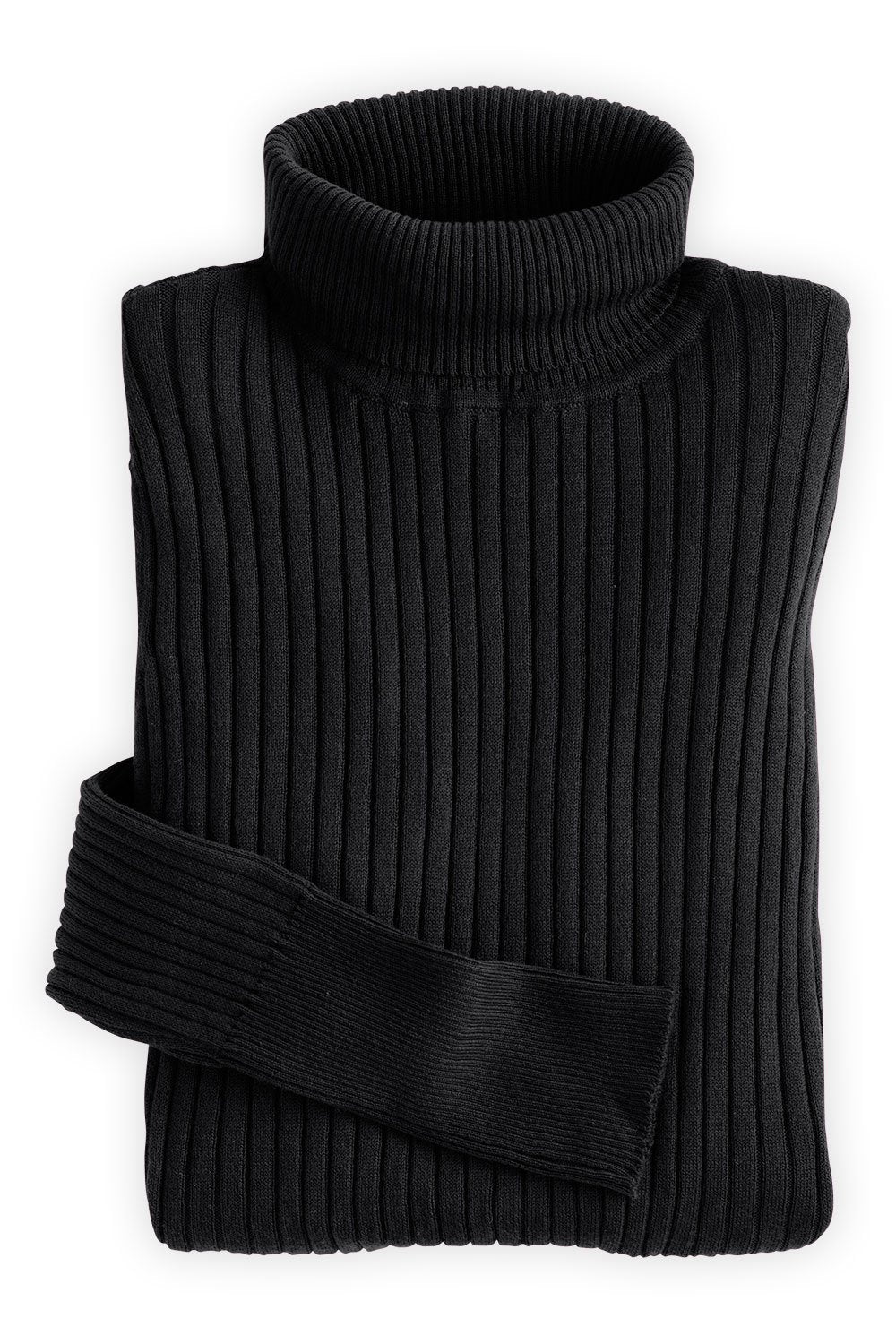 Women's Organic Cotton Ribbed Turtleneck Sweater - Black