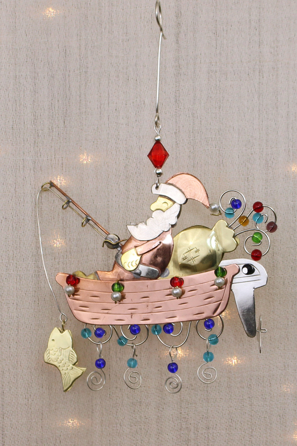 Fishing Boat Santa Fair Trade Ornament 04921