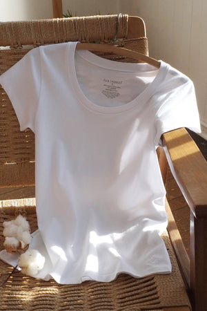 womens organic cotton scoop neck t-shirt - white - fair indigo fair trade ethically made