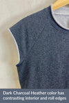 womens organic minimalist french terry dress- dark charcoal heather grey - fair trade ethically made