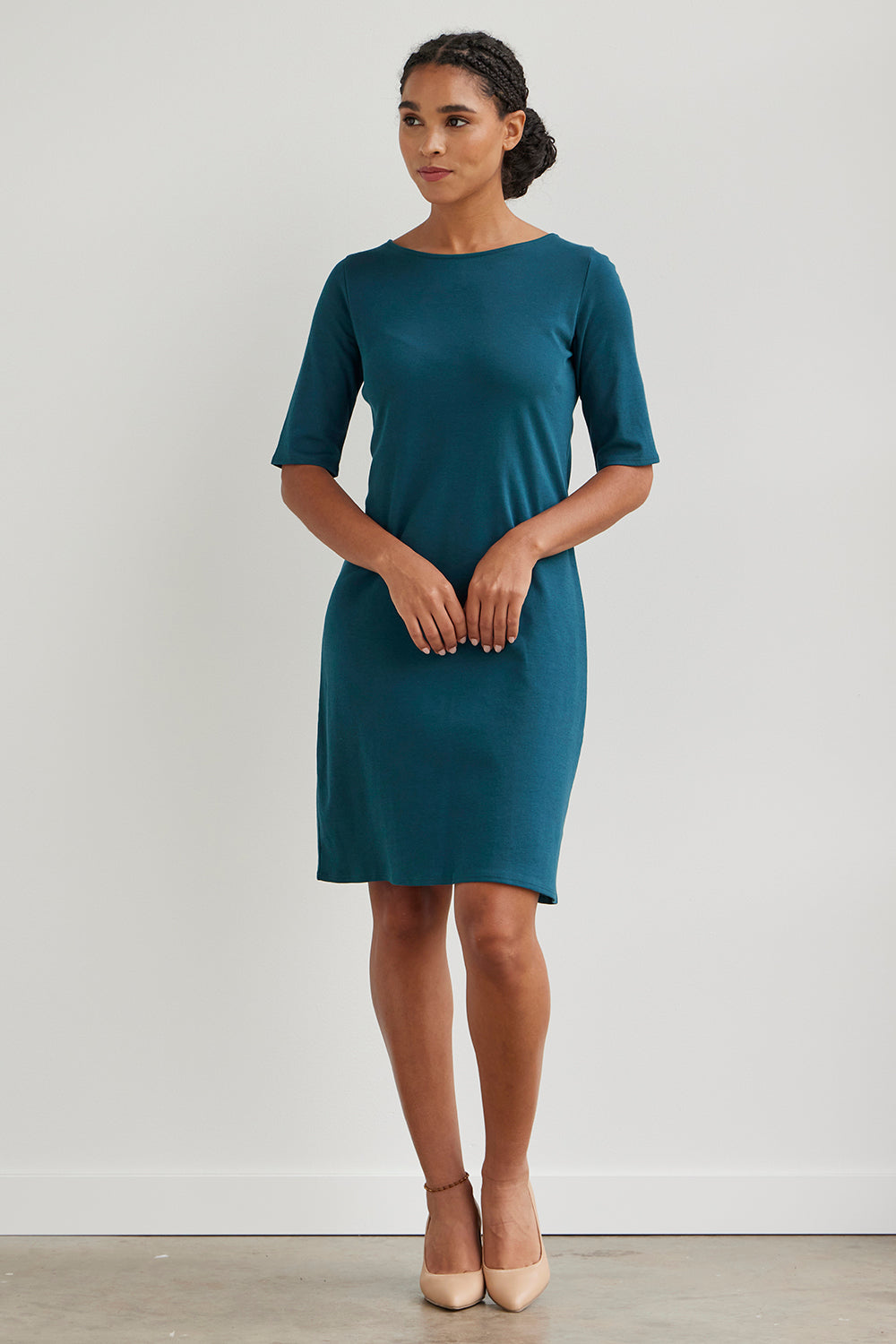 Women s 100 Cotton Boat Neck Dress Fair Indigo