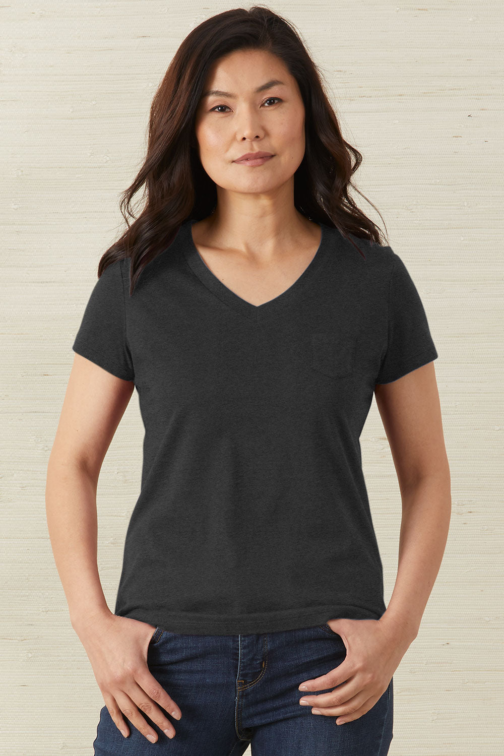 Black t shirt women's v neck on sale