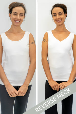 womens organic reversible neck 2 in 1 tank - white - fair indigo fair trade ethically made
