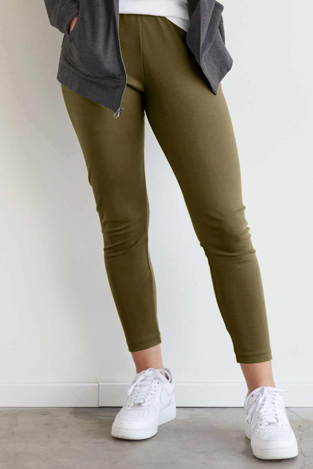 women's all cotton leggings - olive green - fair indigo fair trade ethically made