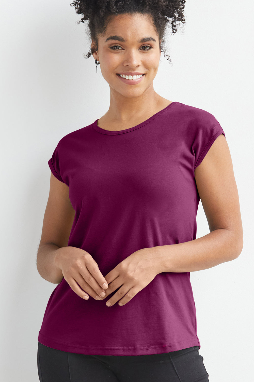 Fair Indigo Women's Slim Organic Short Sleeve Mock Neck Top, Bonfire,  X-Small : : Clothing, Shoes & Accessories