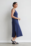 womens organic cotton midi tank dress- midnight navy blue - fair trade ethically made