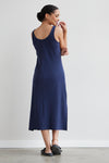 womens all cotton organic midi tank dress- midnight navy blue - fair trade ethically made