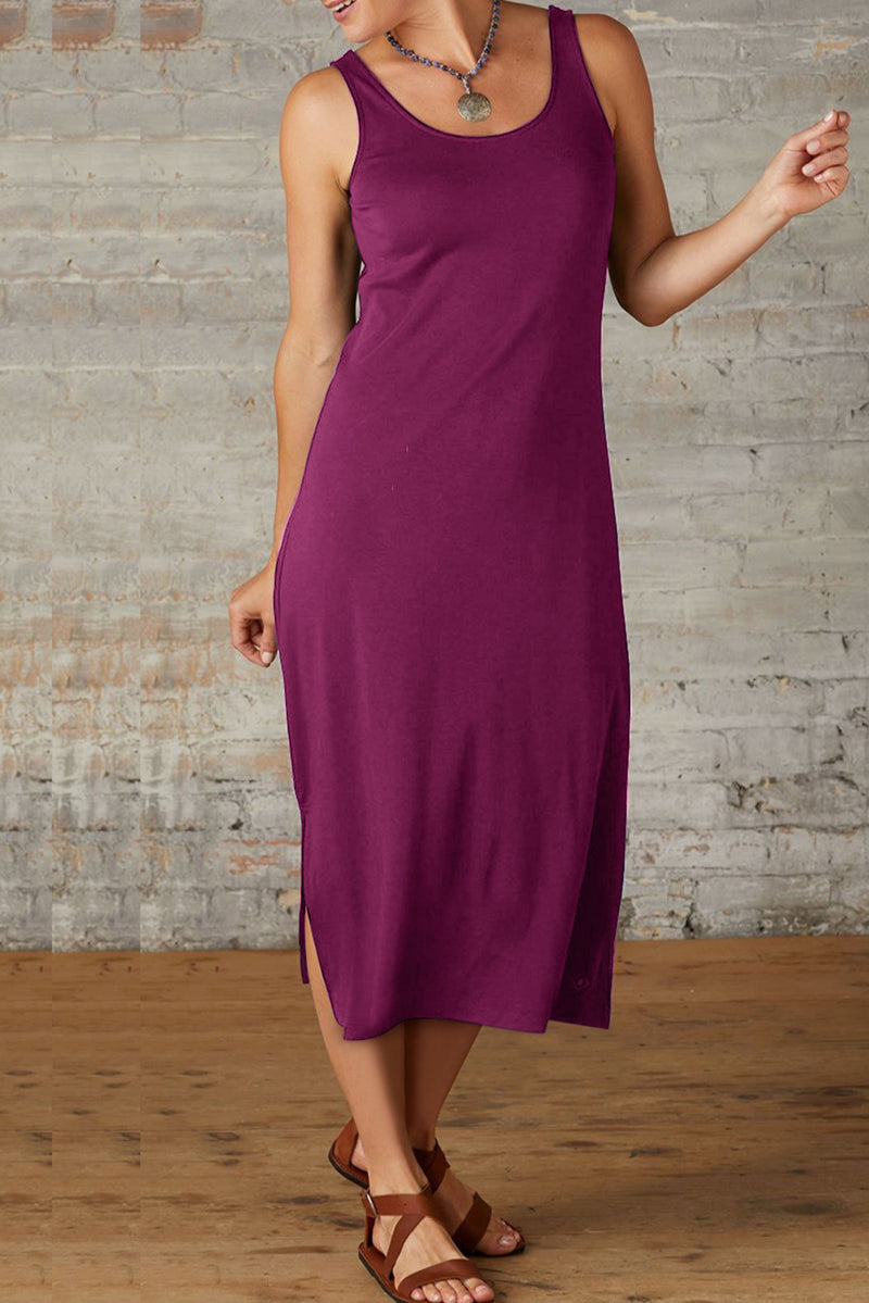 womens 100% organic cotton midi tank dress- midnight navy blue - fair trade ethically made