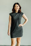 womens organic minimalist french terry dress- dark charcoal heather grey - fair trade ethically made