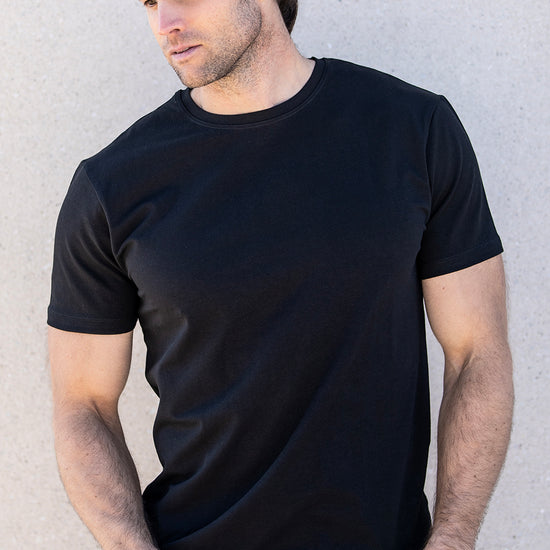 mens organic cotton tshirt- black - fair trade ethically made