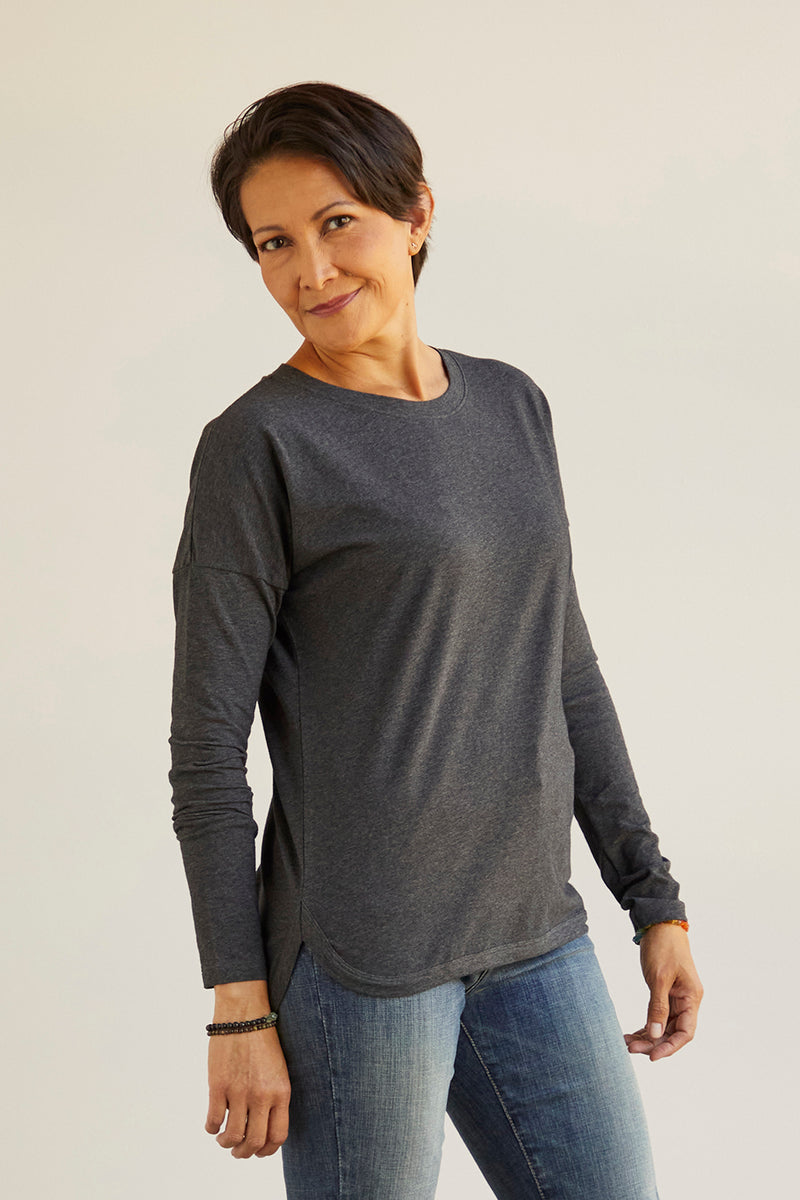 Women\'s Organic Sleeve Cotton T-Shirt Indigo | Long Fair
