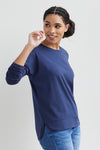 womens organic cotton dolman easy tee- midnight navy blue - fair trade ethically made