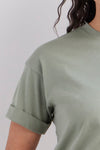 womens organic all cotton relaxed crop t-shirt- stone green - fair trade ethically made
